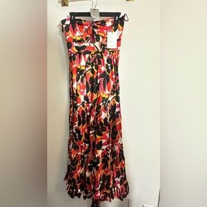 Karina Grimaldi Thelma Print Midi Dress, XS | SKU 0800. Strapless dress